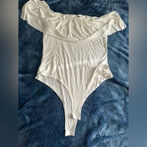 White Off-Shoulder Womens One Piece